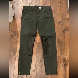 J Crew green skinny pants with leather leg patch size 26